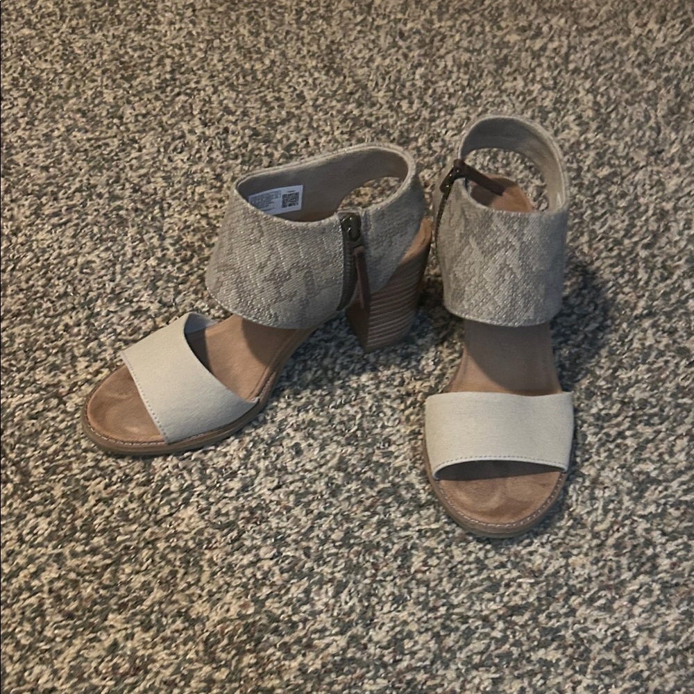 Toms Beige and Light Brown Heeled Sandals